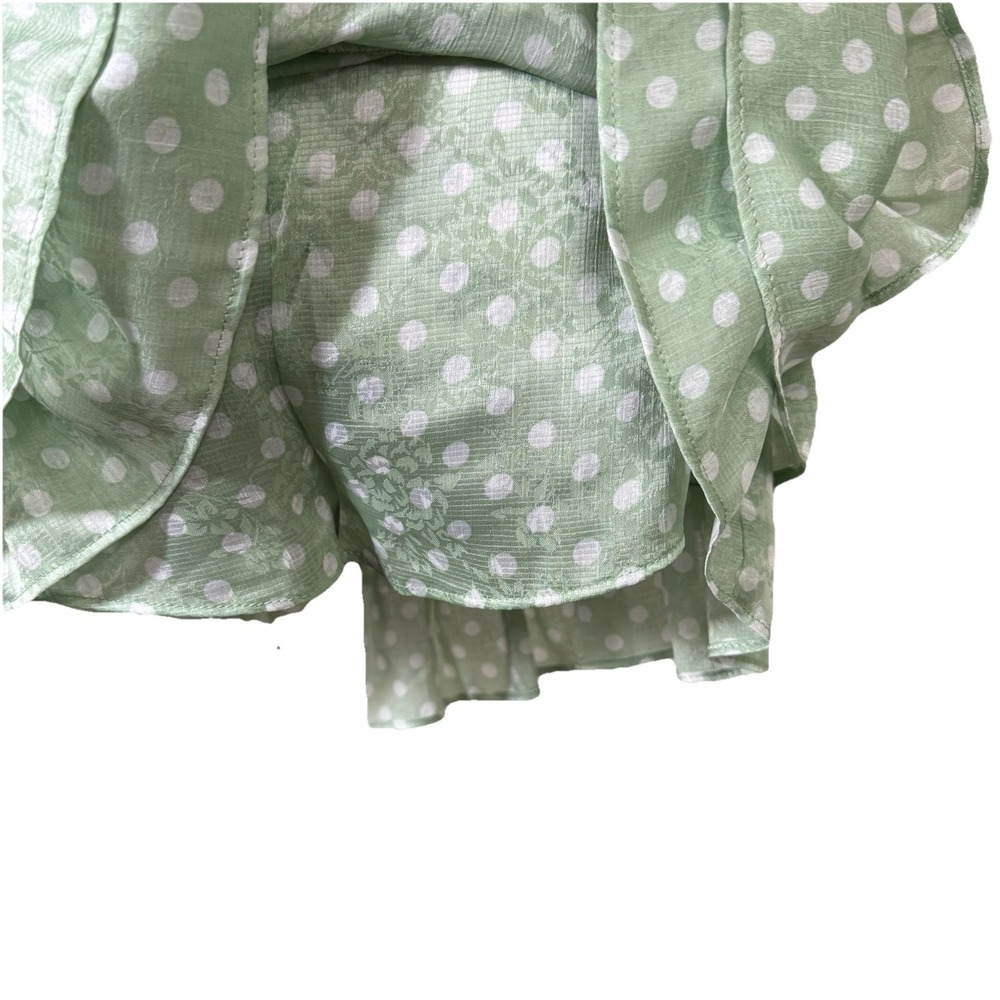 Zara Womens Green Ligth White Hem Mini Skort zip polka dots - Picture 3 of 6